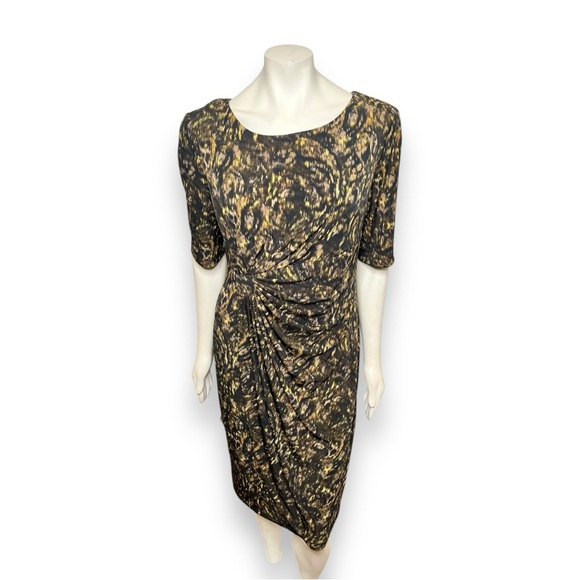 Annie Sez | Printed Faux Wrap Knee Length Dress with 3/4 Sleeves New with Tags - Picture 1 of 12